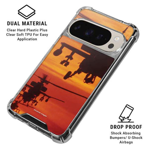 Four AH-64 Apache Helicopters Pixel 9/9 Pro Clear Case